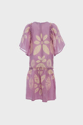 Lilac Thea Tie Dye Print Flutter Sleeve Dress